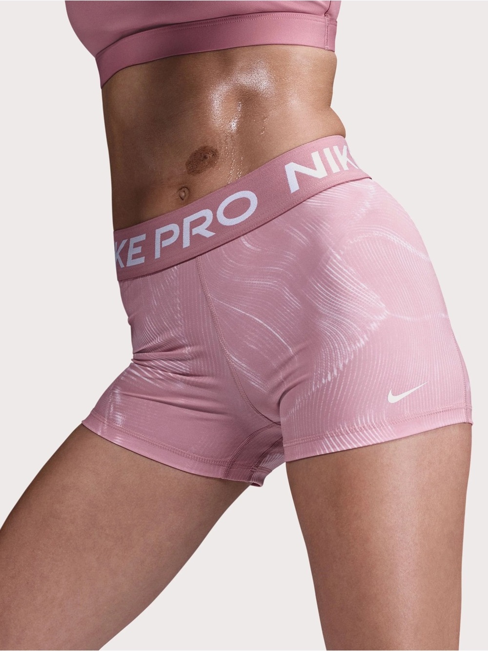Nike Pro Light Pink Shorts with White Logo
